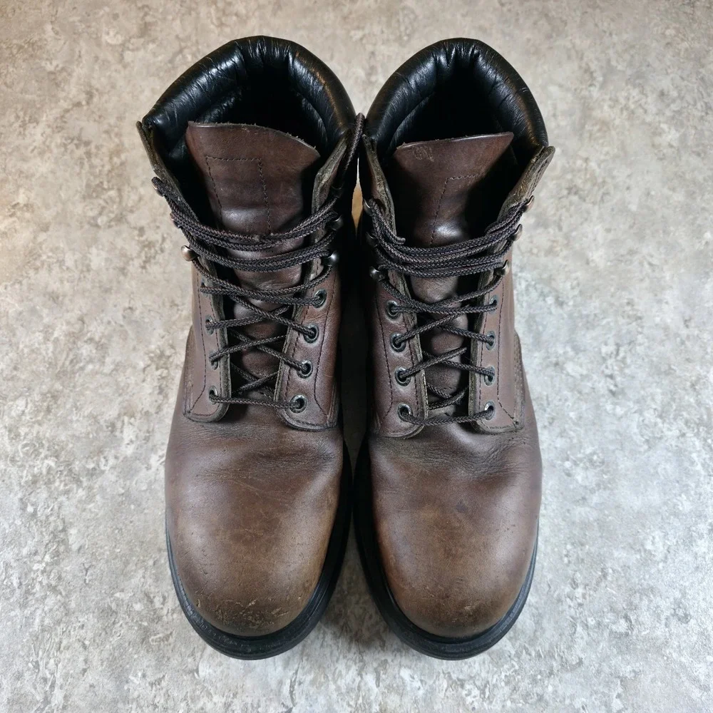 Vintage Red Wing Boots Men's 8.5 D Brown Leather Safety Steel Toe USA‎ Made 2245